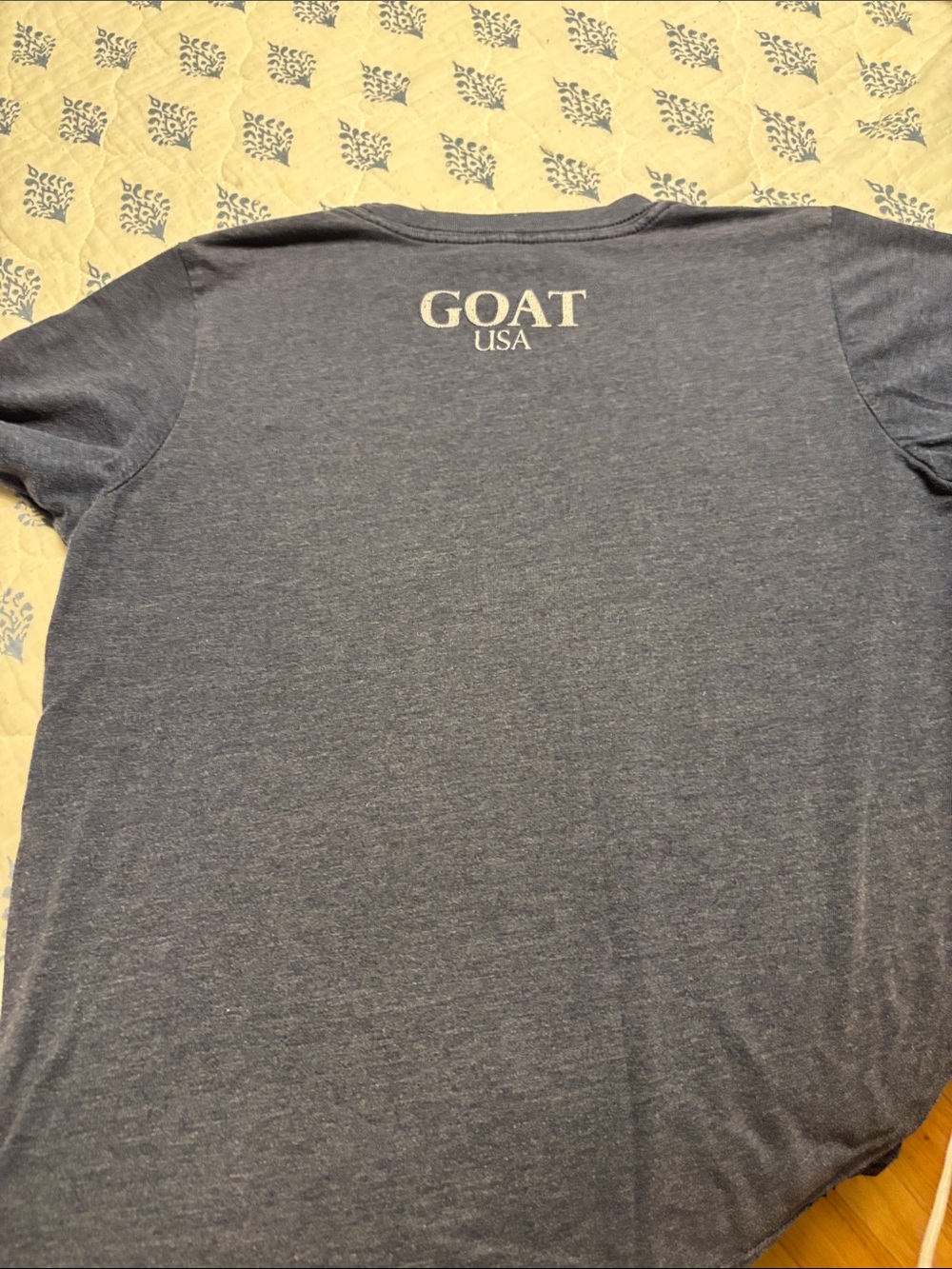 Goat USA Short Sleeve Tee - Heather Navy with American Flag GOAT - Picture 2 of 3